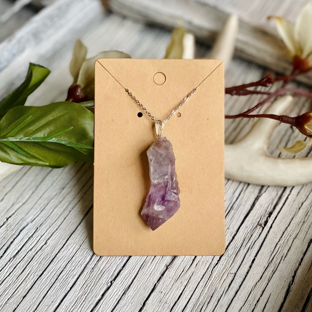 Natural Amethyst Rough Cut Necklace